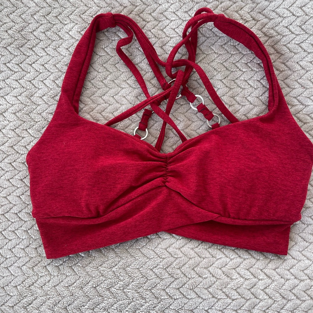 Bombshell Sportswear Deep Red Strappy Sports Bra